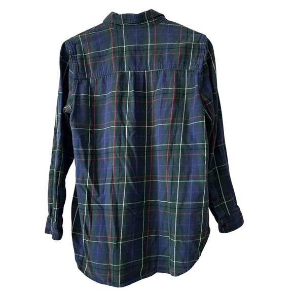 Madewell Womens Green & Navy Plaid Button-Up Flannel Ex-Boyfriend Shirt Size S - Picture 10 of 11
